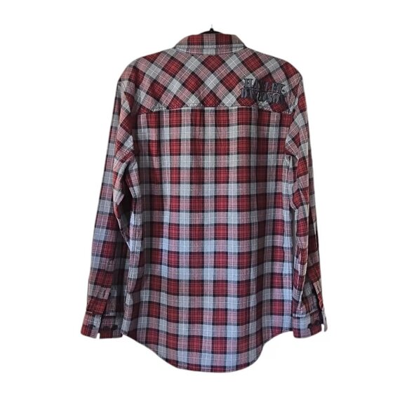 Harley Davidson Men's Shoulder Embroidered Graphic Button Front Woven Shirt Sz M - Picture 1 of 12